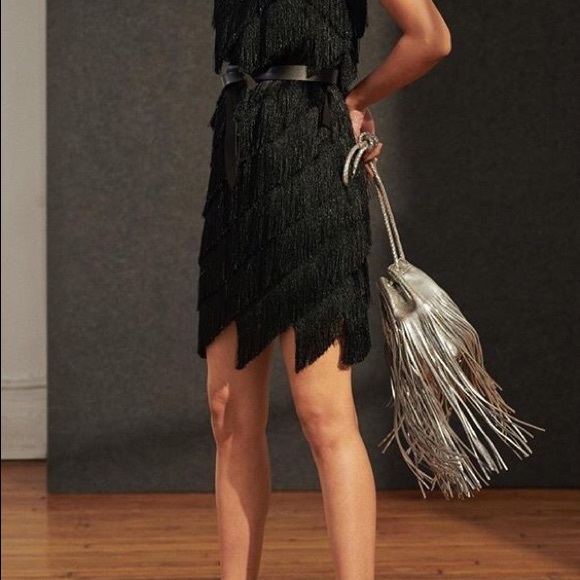 halston heritage fringe dress